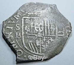 1500s Spanish Silver 2 Reales Piece of 8 Real Colonial Two Bit Treasure Cob Coin