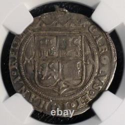 1542-1555 MEXICO SILVER COB 1 Real KM9 NGC XF mounted Carlos & Johanna coin