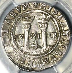 1554-Mo O PCGS AU 55 Mexico 4 Reales Carlos & Joanna Colonial Coin (21071501D)