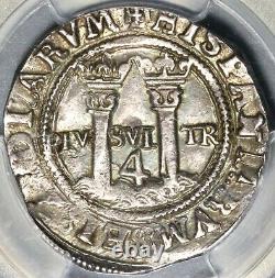 1554-Mo O PCGS AU 55 Mexico 4 Reales Carlos & Joanna Colonial Coin (21071501D)