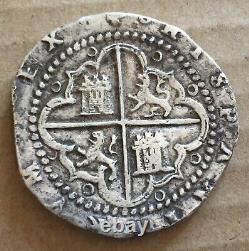 155698 AO Spain Spanish 8 Reales Cob Silver Coin Philip II Valladolid NGCAU53