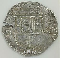 1556-1598 Spain 8 Reales Cob Sevilla D Felipe II Xf Silver Coin