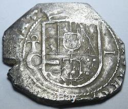 1556-1598 Spanish Toledo Silver 1 Reales Piece of 8 Real Old Macuquina Cob Coin