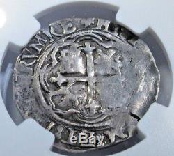 1556-98 NGC Philip II 1R Spanish Silver 1 Real Piece of 8 Reales Cob Pirate Coin