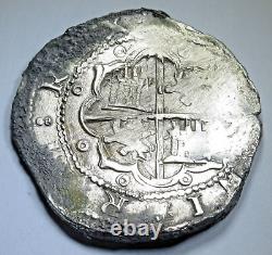 1556-98 Philip II Shipwreck Spanish Silver 8 Reales 1500s Pirate Dollar Cob Coin