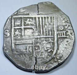 1556-98 Philip II Spanish Silver 4 Reales Genuine 1500s Pirate Treasure Cob Coin