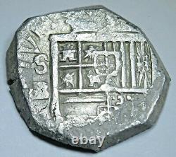 1556-98 Shipwreck Philip II Spanish Silver 2 Reales 1500's Pirate Cross Cob Coin