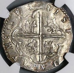 1566 NGC AU 58 Spain 4 Reales Philip II Valladolid Cob Coin POP 1/1 (22061001C)
