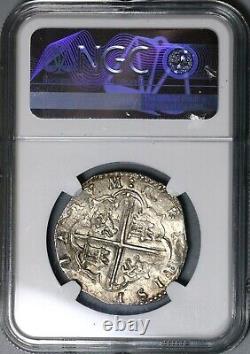 1566 NGC AU 58 Spain 4 Reales Philip II Valladolid Cob Coin POP 1/1 (22061001C)