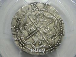 (1577-88) Peru 2 Real Cob Philip II Pcgs Au55 Lima Assay. D Silver Colonial Era