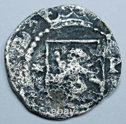 1577-88 Philip II Lima Silver 1/4 Reales Small 1500's Spanish Colonial Cob Coin