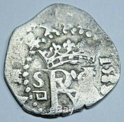 1588 Spanish Silver 1/2 Reales Antique Colonial 1500's Pirate Cob Treasure Coin