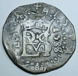 1588 Spanish Silver 1/2 Reales Piece of 8 Real Colonial Pirate Cob Treasure Coin