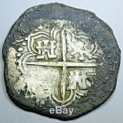 1588 Spanish Silver 2 Reales Piece of 8 Real Two Bits Pirate Cob Treasure Coin