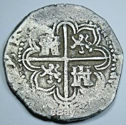 1590's Spanish Sevilla Silver 2 Reales Real Cob Antique Two Bits Colonial Coin
