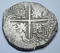1592 Philip II Spanish Silver 2 Reales Genuine Antique 1500s Pirate Cob Coin