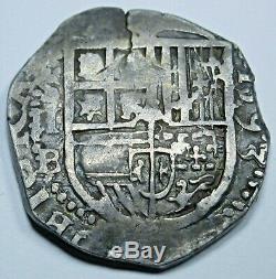 1593 Spanish Silver 2 Reales Piece of 8 Real Colonial Pirate Treasure Cob Coin