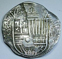 1595 Dated Spanish Silver 4 Reales Antique 1500's Rare Colonial Pirate Cob Coin