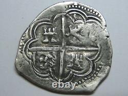 1595 Philip II 2 Real Cob Granada Assayer F Scarce Spanish Colonial Silver