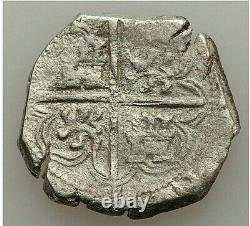 1596 B Seville Spain Felipe II Silver Cob 4 Reales Ngc Vf-details (13.62 Grams)