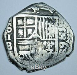 1596 Spanish Silver 1 Reales Piece of 8 Real Colonial Pirate Cob Treasure Coin