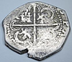 1596 Spanish Silver 2 Reales Genuine Antique 1500's 2R Pirate Treasure Cob Coin