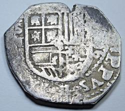 1596 Spanish Silver 2 Reales Genuine Antique 1500's 2R Pirate Treasure Cob Coin