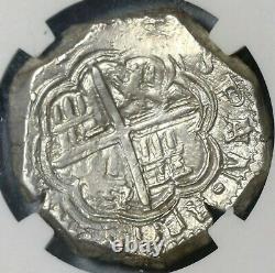 1597-MG NGC AU 55 Spain 4 Reales Philip II Granada Cob Silver Coin (20010501C)