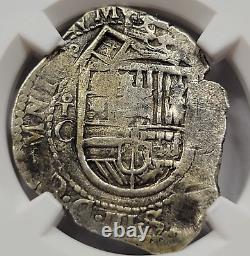 1598-1621 Cob 2 Reales TOLEDO NGC AU Double Struck Off Center Cleaned C558