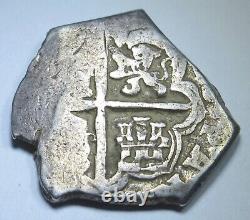 1598-1624 Spanish Silver 4 Reales Antique Colonial Half Dollar Pirate Cob Coin