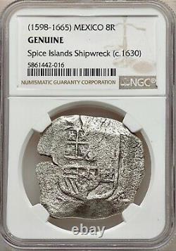 1598-1665 Spice Islands Shipwreck Cob 8 Reales Mexico City Mint NGC Genuine