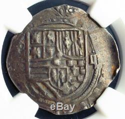 1598, Mexico, Philip II. Spanish Colonial Silver 2 Reales Cob Coin. NGC XF-45
