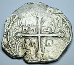 1599-1608 Three Castles Mexico Silver 2 Reales Philip III OMF Variety Cob Coin