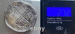1600-700 Spanish Spain 8 Reales Cob Silver Coin Colonial Treasure 27.20g (WAH06)