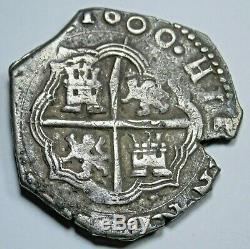 1600 Full Date Spanish Silver 2 Reales Antique Colonial Pirate Treasure Cob Coin