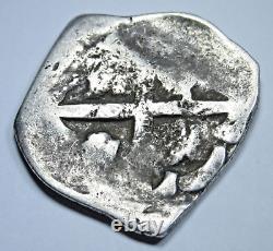 1600's Clipped Spanish Silver 2 Reales Antique Pirate Treasure Cob Cross Coin