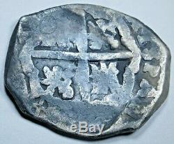 1600's Cross Countermark Shipwreck Spanish Silver 4 Reales Counterstamp Cob Coin