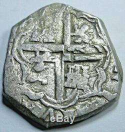 1600's Double Struck Spanish Silver 2 Reales Eight Real Two Bits Error Cob Coin