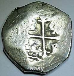 1600's Mexico Silver 4 Reales Antique Spanish Colonial Pirate Treasure Cob Coin