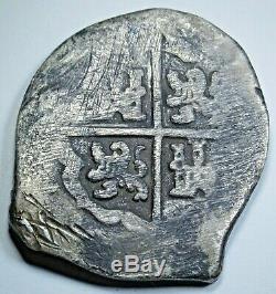 1600's Seville R Spanish Silver 8 Reales Eight Real Old Colonial Pirate Cob Coin