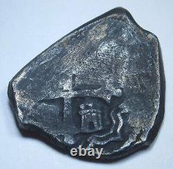 1600's Shipwreck Mexico Silver 2 Reales Antique Spanish Colonial Pirate Cob Coin