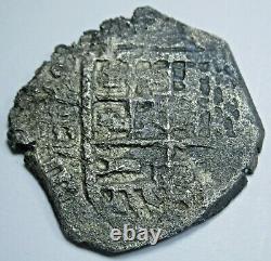 1600's Shipwreck Silver 2 Reales Old Spanish Colonial Pirate Treasure Cob Coin