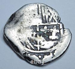 1600's Shipwreck Spanish Bolivia Silver 1 Reales Colonial Cross Pirate Cob Coin