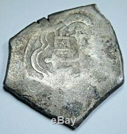 1600's Shipwreck Spanish Mexico Silver 4 Reales Antique Colonial Pirate Cob Coin