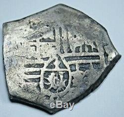 1600's Shipwreck Spanish Mexico Silver 4 Reales Antique Colonial Pirate Cob Coin