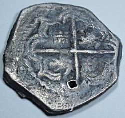 1600's Shipwreck Spanish Silver 2 Reales Piece of 8 Real Antique Pirate Cob Coin