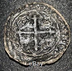 1600's Shipwreck Spanish Silver 2 Reales Pirate Cob Coin Felipe III 7.50g