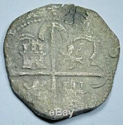 1600's Shipwreck Spanish Silver 4 Reales Antique Colonial Pirate Cob Coin