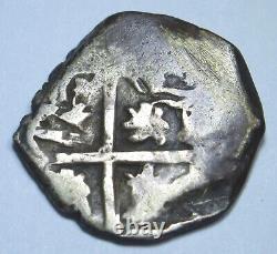 1600's Spanish Bolivia Silver 1 Reales Colonial Cross Pirate Treasure Cob Coin