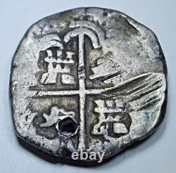 1600's Spanish Bolivia Silver 2 Reales Genuine Colonial Pirate Treasure Cob Coin